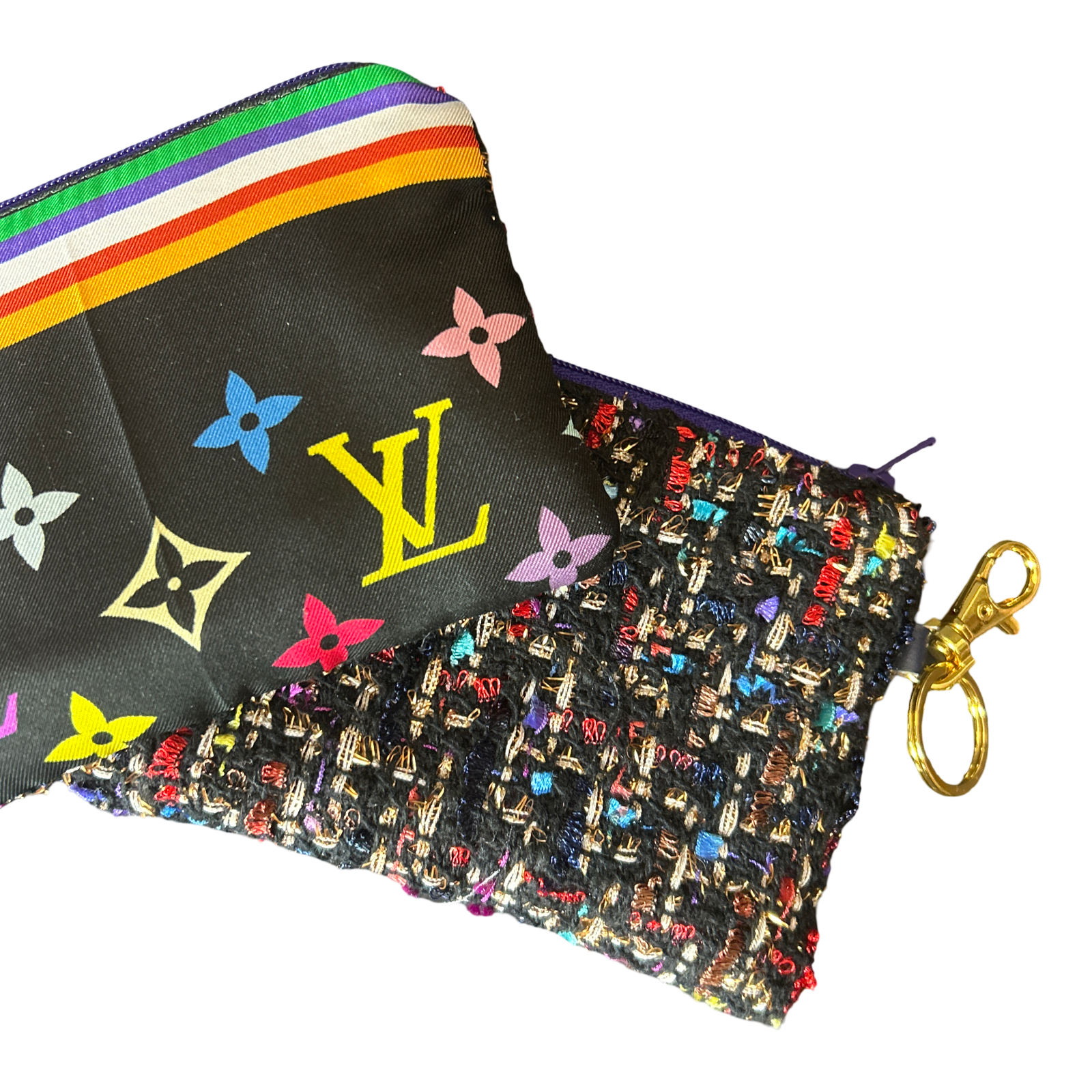 Porte-clés Sac Écharpe en Soie Vintage Monogram Noir Louis Vuitton