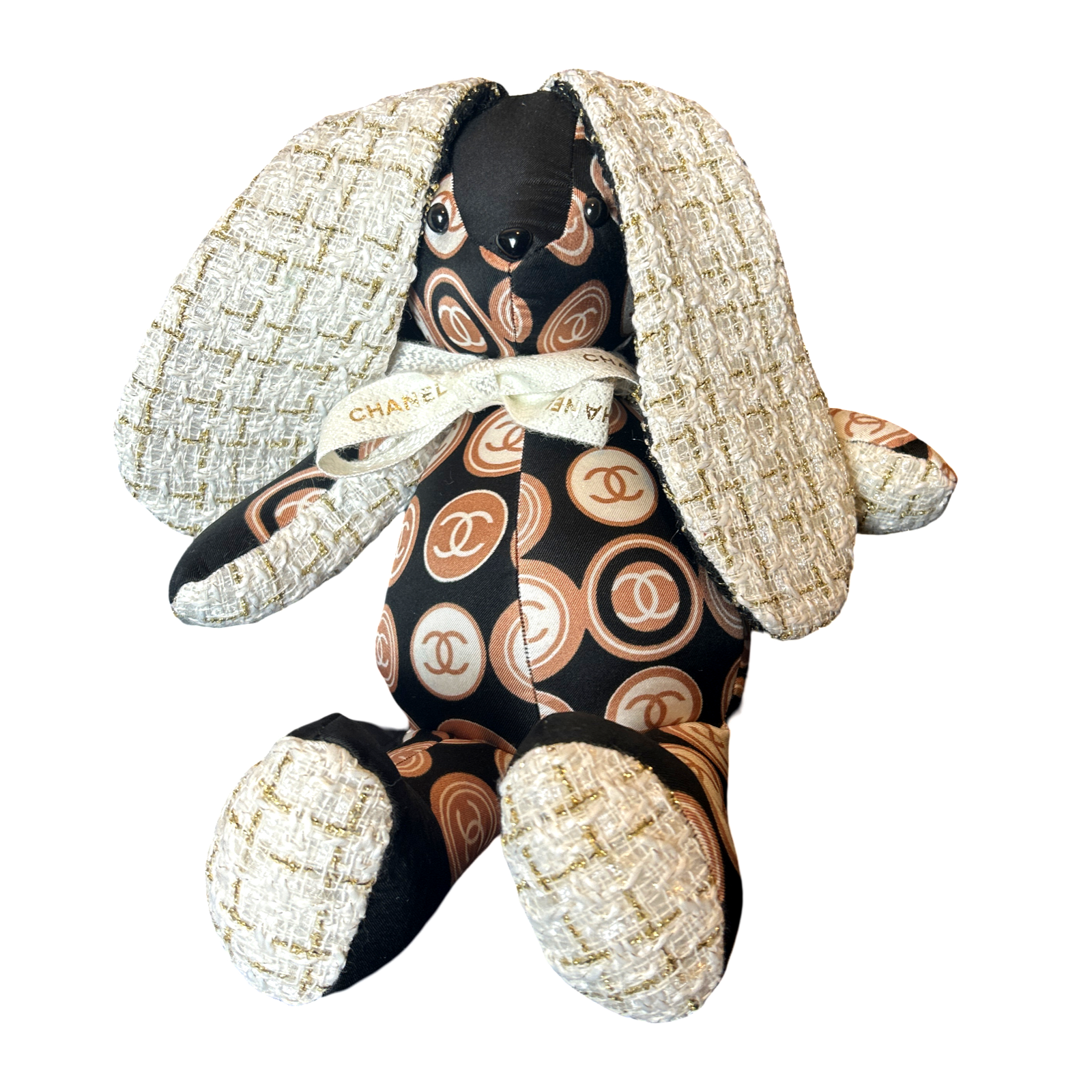 Lapin Chanel CC Monogramme Vintage Écharpe en Soie Patchwork