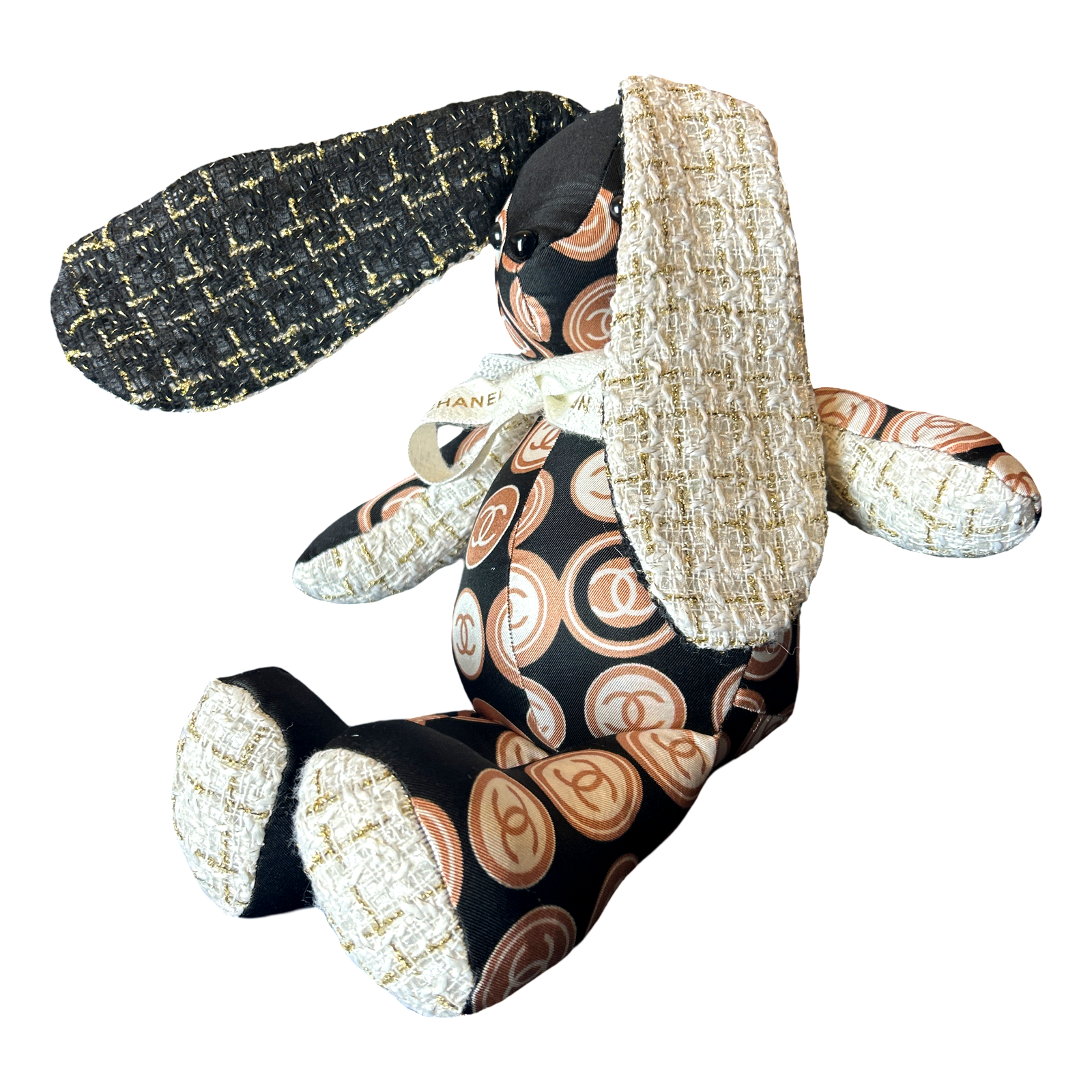 Lapin Chanel CC Monogramme Vintage Écharpe en Soie Patchwork